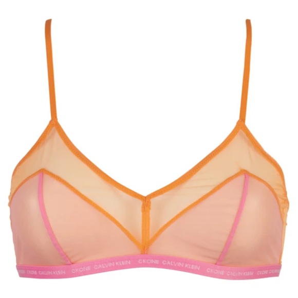 Calvin Klein Orange and Pink Sheer Bra - Picture 1 of 8